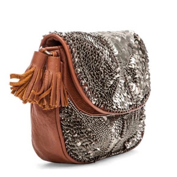 New Antik Batik Sequin Leather Darix Pouch Clutch - Picture 2 of 9